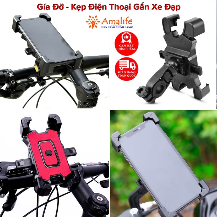 Ảnh Bộ Giá Đỡ - Kẹp Điện Thoại Gắn Xe Đạp Và Xe Máy Vô Cùng Chắc Chắn – Hàng Chính Hãng Amalife 1