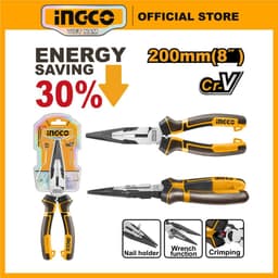 Thumbnail Kìm mũi nhọn dài đa năng INGCO HHLNP28200 thép Cr-V 30% kềm dài 200mm cao cấp 1