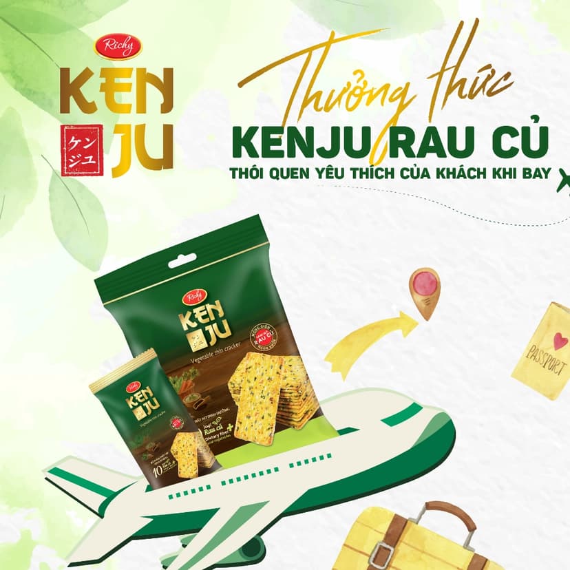 Ảnh Combo 3 túi bánh quy rau củ Kenju Richy 192g/túi 3