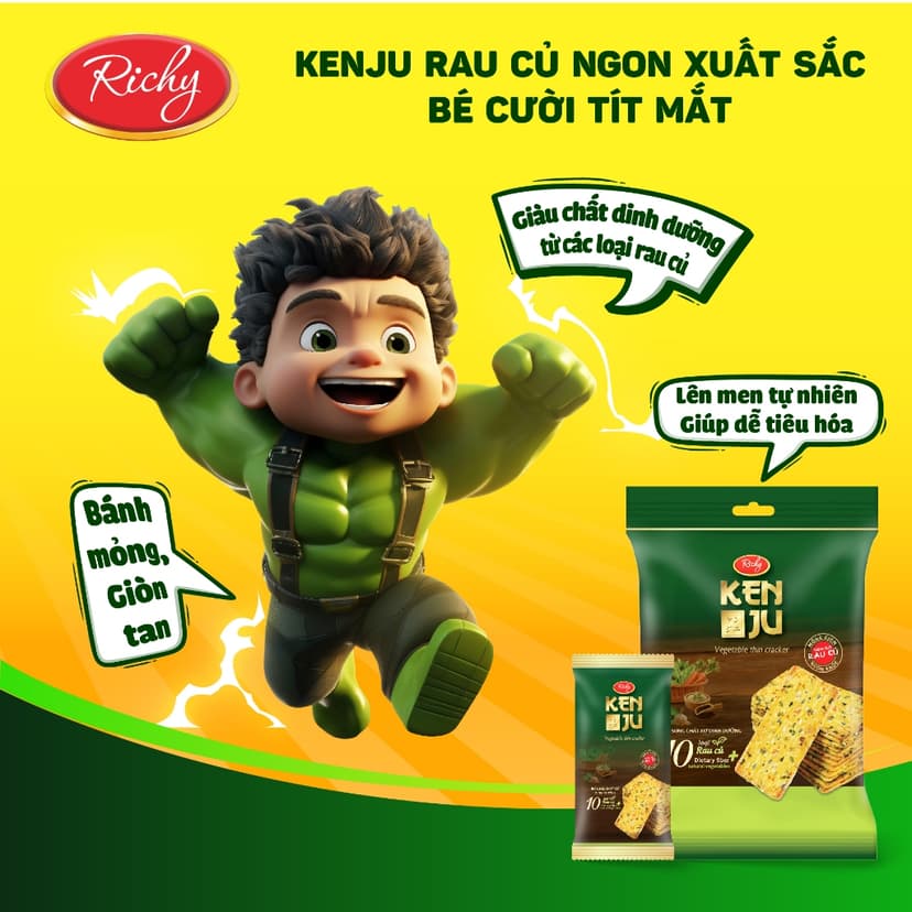 Ảnh Combo 3 túi bánh quy rau củ Kenju Richy 192g/túi 2