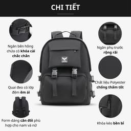 Thumbnail Balo Ulzzang Thời Trang LAZA Geness Backpack 468 - Phù Hợp Laptop 15.6 Inch 4