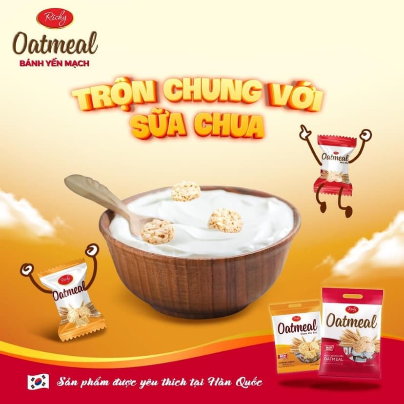 Ảnh Combo 3 túi bánh yến mạch Oatmeal Richy túi to 220g-250g 4