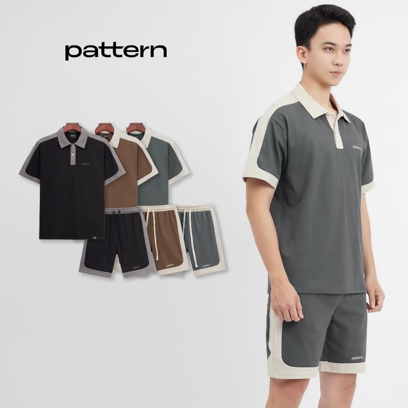 Ảnh Bộ Polo Cotton Cộc Tay Ver2 Thêu Ngực PATTERN PB010 1