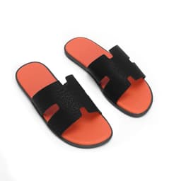 Thumbnail Dép Big Size Nam Genki Chữ H Quai Ngang Da Cao Cấp Màu Đen Cam Nam Đế Bằng Cao Su 2