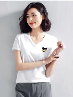 Thumbnail Áo phông nữ cổ tim form vừa - Áo thun LOZA cổ - G0166 2