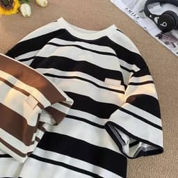 Thumbnail Áo Thun Nam Nữ Kẻ Sọc Ngang phối logo JIEBANGREN NAD Unisex Áo Phông Unisex Kẻ Sọc Chất Liệu Cotton KS 01 4
