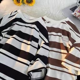 Thumbnail Áo Thun Nam Nữ Kẻ Sọc Ngang phối logo JIEBANGREN NAD Unisex Áo Phông Unisex Kẻ Sọc Chất Liệu Cotton KS 01 1