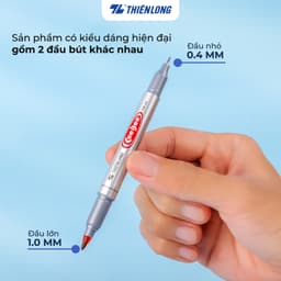 Thumbnail Bút lông dầu Thiên Long PM-04 gồm đầu lớn 1.0mm, đầu nhỏ 0.4mm, đa dạng nét viết,thuận tiện khi sử dụng trên nhều bề măt 4