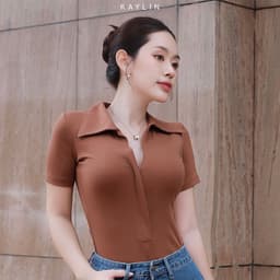 Thumbnail Áo thun KAYLIN form polo phối khóa kéo chất vải thun co giản phong cách thanh lịch thời trang - N2220 4