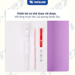 Thumbnail Combo 5/10/20 Bút bi Thiên Long TL-027 mực xanh/đỏ/đen/tím ngòi 0.5mm, nét viết đều dành cho học sinh, văn phòng 4