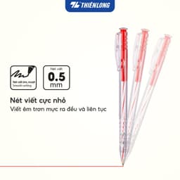 Thumbnail Bút bi Thiên Long TL-027 mực xanh/đỏ/đen/tím ngòi 0.5mm dạng bấm cò, nét viết đều, êm, dành cho học sinh, văn phòng 1