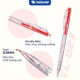 Thumbnail Bút bi Thiên Long TL-027 mực xanh/đỏ/đen/tím ngòi 0.5mm dạng bấm cò, nét viết đều, êm, dành cho học sinh, văn phòng 2
