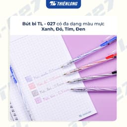 Thumbnail Bút bi Thiên Long TL-027 mực xanh/đỏ/đen/tím ngòi 0.5mm dạng bấm cò, nét viết đều, êm, dành cho học sinh, văn phòng 3