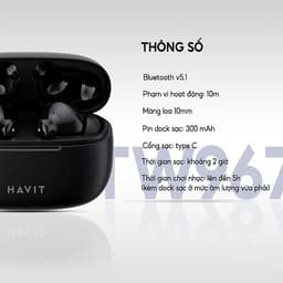 Thumbnail Tai Nghe TWS Havit TW967 Pro | Thiết Kế Công Thái Học, Nghe Nhạc Đến 5H | Bảo hành 12 tháng 2