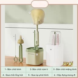 Thumbnail Hộp cọ rửa bình sữa KidAndMom bằng silicon gấp gọn tiện lợi khi mang theo 1 hộp với 6 chức năng dùng cho mọi loại bình 2