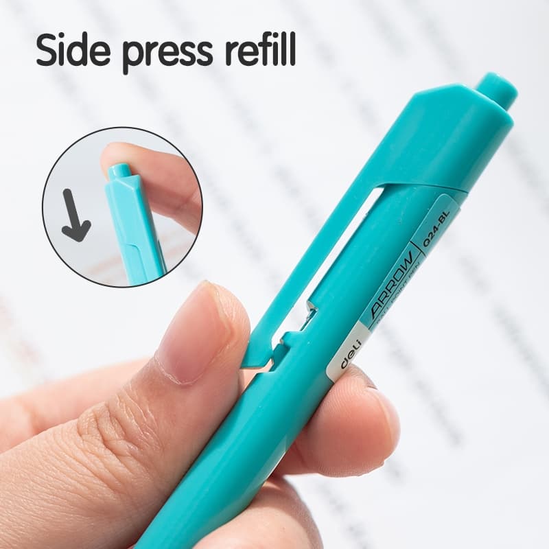 Ảnh Bút Bi Bấm Văn Phòng DELI Mực Xanh Đen Đỏ Ngòi 0.7mm Giá Rẻ Viết Nét Đều Trơn Tru Cho Học Sinh 1