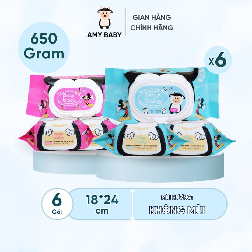 Ảnh 6 Gói Khăn Ướt 650gr Amy Baby Kháng Khuẩn 1