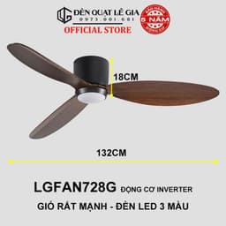 Thumbnail Quạt Trần Cổ Ngắn 18cm LGFAN728 | Quạt trần ốp sát trần | Quạt trần cho chung cư trần thấp 2025 1