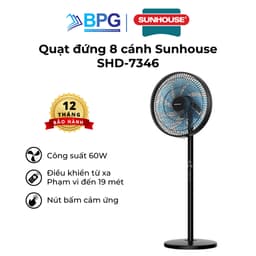 Thumbnail Quạt đứng Sunhouse 8 cánh 60W SHD-7346, động cơ đồng nguyên chất, vận hành êm ái, không tiếng ồn 1