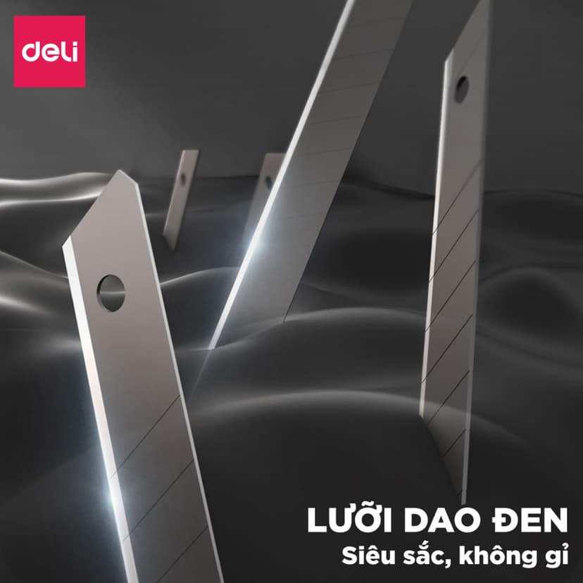 Ảnh Set Dao Rọc Giấy Deli Cao Cấp Lưỡi Thép Không Gỉ SK5, Bao Gồm Dao Rọc Mini Bỏ Túi Chất Liệu Kim Loại 1