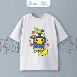 Thumbnail ILOVE Áo thun cộc tay Pokémon PIKACHU, áo phông tay ngắn chất COTTON mềm mịn, thoáng mát dành cho bé trai 8.5-32kg 4