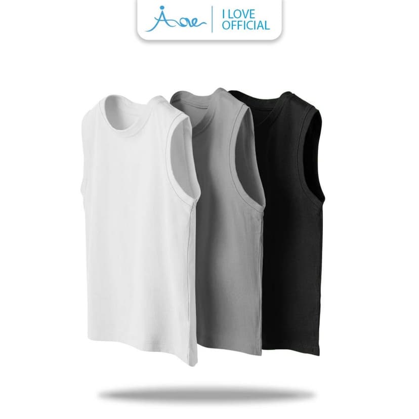 Ảnh ILOVE Áo BA LỖ mẫu trơn cho bé, áo thun ba lỗ chất COTTON mềm mịn, thoáng mát dành cho bé trai 10-32kg 3