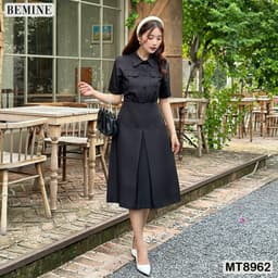 Thumbnail Đầm thiết kế cổ sơ mi túi hộp dáng xoè  BEMINE MT8962 4