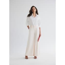 Thumbnail Áo sơ mi oversized MONO TALK (trắng) vải poplin hạn chế nhăn, mềm mát T10001FT 2