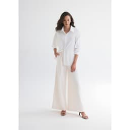 Thumbnail Áo sơ mi oversized MONO TALK (trắng) vải poplin hạn chế nhăn, mềm mát T10001FT 3
