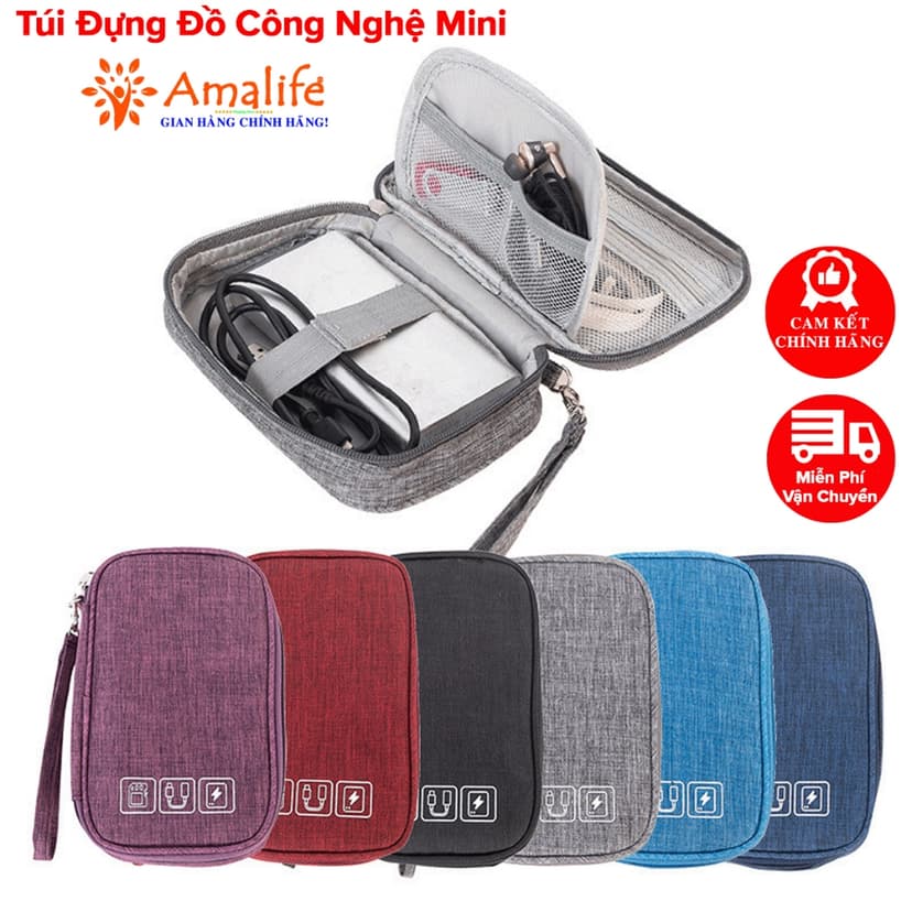 Ảnh Túi Đựng Phụ Kiện Công Nghệ 1 Khóa Không Thấm Nước, Đựng Đa Năng Điện Thoại Có Quai Xách Mini Du Lịch Chính Hãng Amalife 1