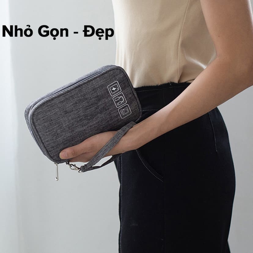 Ảnh Túi Đựng Phụ Kiện Công Nghệ 1 Khóa Không Thấm Nước, Đựng Đa Năng Điện Thoại Có Quai Xách Mini Du Lịch Chính Hãng Amalife 3