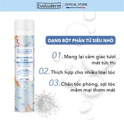 Thumbnail Dầu gội khô Evoluderm không xả lại với nước làm sạch tóc và da đầu cho mái tóc bồng bềnh hương thơm quyến rũ 400ml 3