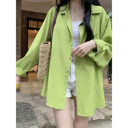 Thumbnail Áo Sơ Mi Bigsize Nữ Tay Dài Có Túi Basic Thời Trang Công Sở Form Rộng Ulzzang Hàn Quốc SM20 1