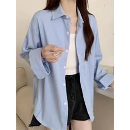 Thumbnail Áo Sơ Mi Bigsize Nữ Tay Dài Có Túi Basic Thời Trang Công Sở Form Rộng Ulzzang Hàn Quốc SM20 2