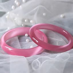 Thumbnail Vòng Tay Đá Mắt Mèo Nhân Tạo Màu Hồng Phấn Bản Hẹ Sang Trọng, Thời Trang - Ngọc Trai Trường Thịnh 1