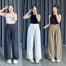 Thumbnail Quần suông bigsize nữ dáng rộng có dây cột nơ thời trang công sở thoải mái chất cotton lạnh thanh lịch - QD 1