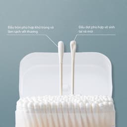 Thumbnail Tăm Bông Kháng Khuẩn V-Coool Cho Trẻ Sơ Sinh – An Toàn, 2 Đầu Mềm Mại, Không Xơ, Hộp 200 Chiếc Tiện Lợi IQKAO 3