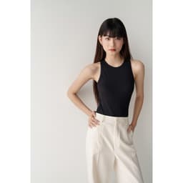Thumbnail Áo Tank Top Nữ MONOTALK Chất Cotton Kẻ Tăm Dáng Ôm Cổ Yếm T20001FT 2