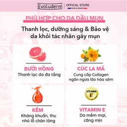 Thumbnail Gel rửa mặt ngăn ngừa mụn Evoluderm Anti-Blemish Purifying Cleansing Gel chiết xuất bưởi hồng hoa cúc và zin C 250ML 3