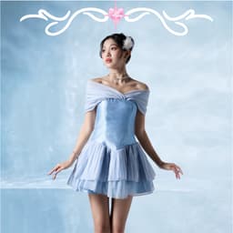 Thumbnail Đầm thiết kế trễ vai xòe tầng màu xanh ODETTE dự tiệc sang trọng - Simple Twist 2