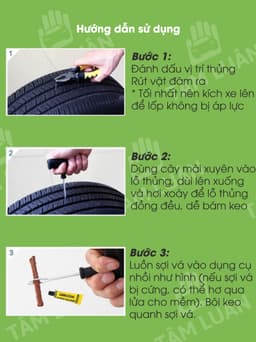 Thumbnail Bộ vá lốp ô tô khẩn cấp, vá xe không ruột săm, vá lụi, vá rút - Phụ kiện oto Tâm Luân 2