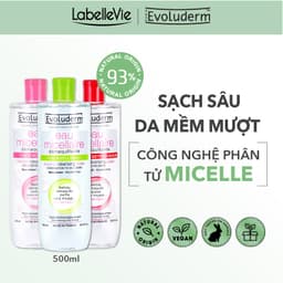 Thumbnail Nước tẩy trang Evoluderm Micellar dưỡng da mềm mịn, làm sạch sâu dịu nhẹ cho mọi loại da 500ml 1