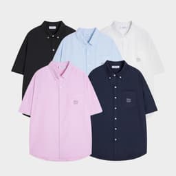 Thumbnail Áo Sơ Mi Tay Ngắn Teelab Eco Oxford Signature Logo Unisex Form Oversize Local Brand SS068 1