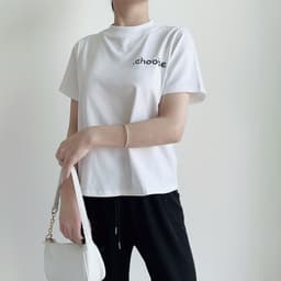 Thumbnail Áo phông baby tee Choobe nữ thun cộc tay cổ cao basic trơn thêu chữ chất vải cotton co giãn thoáng mát A98 3