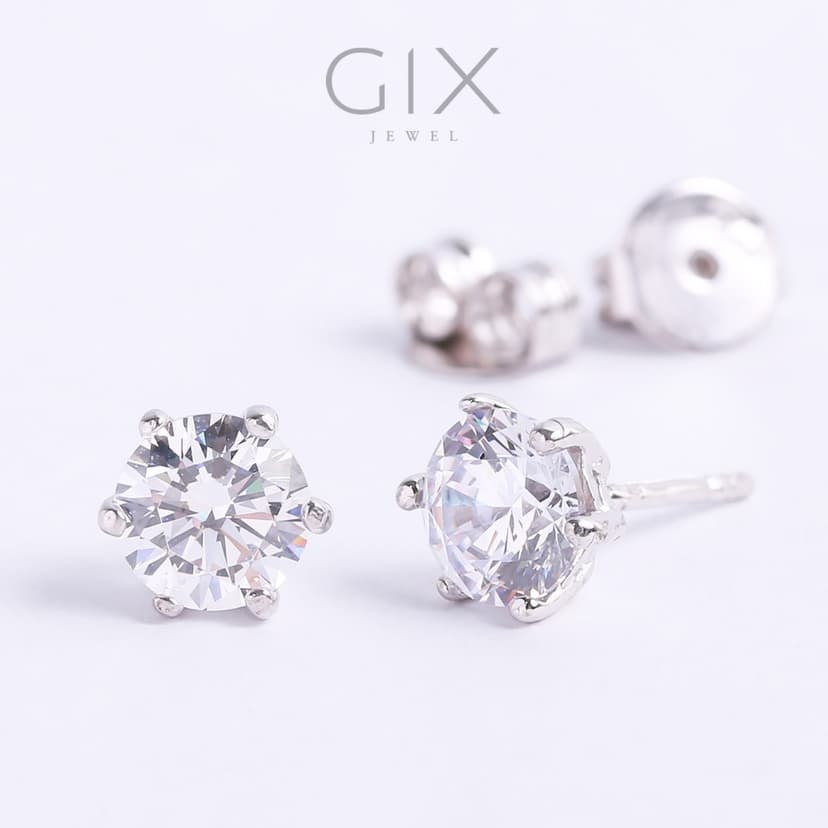 Ảnh Bông tai Bạc nữ mạ vàng trắng đính đá CZ 3li sáng lấp lánh đẹp Gix Jewel SPGBT05 3