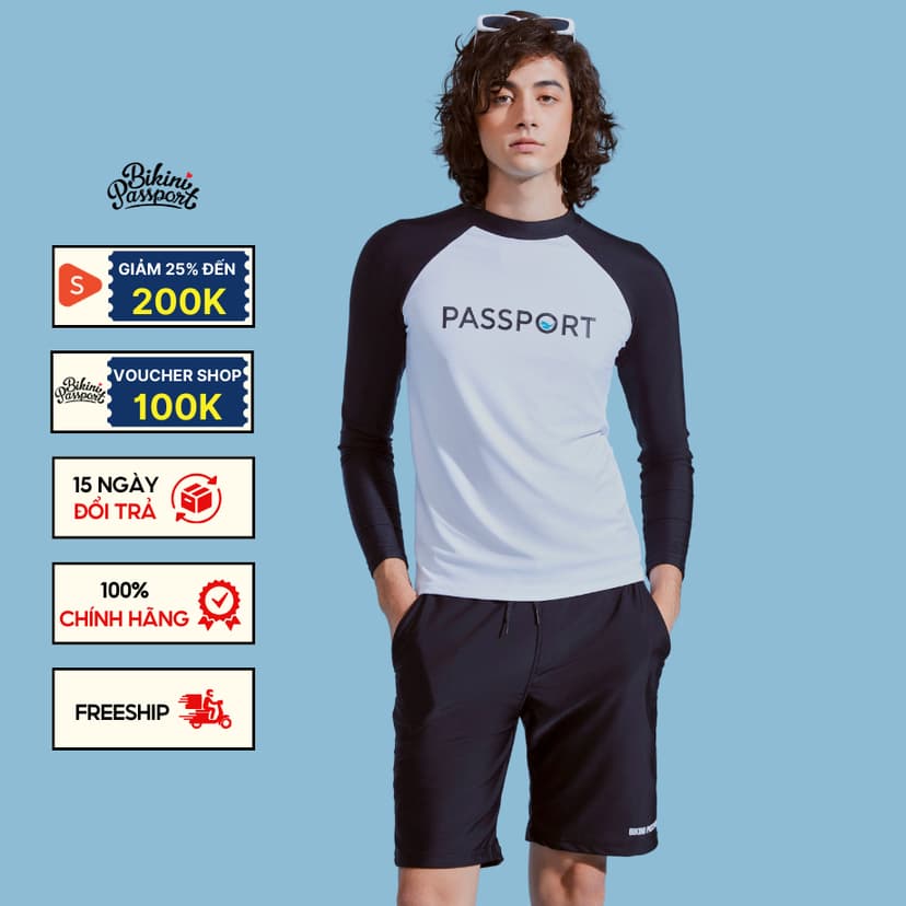 Ảnh Quần bơi Nam BIKINI PASSPORT kiểu dáng Dài- màu Đen - BS179_BL 1