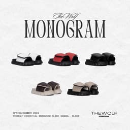 Thumbnail Dép Sandal Nam Nữ Tăng Chiều Cao THEWOLF ESSENTIAL MONOGRAM SLIDE SANDAL - Đen Trắng Nâu Beige Đỏ 1