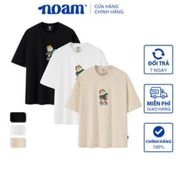 Thumbnail Áo thun Form rộng NOAM Nafox Kickflip Unisex 100% Cotton - Màu đen/trắng/be 1