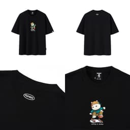 Thumbnail Áo thun Form rộng NOAM Nafox Kickflip Unisex 100% Cotton - Màu đen/trắng/be 4