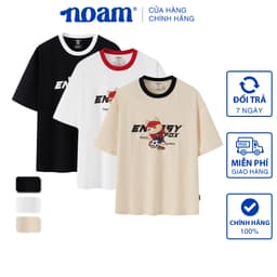 Thumbnail Áo thun Form rộng NOAM Nafox Playmaker Unisex 100% Cotton - Màu đen/trắng/be 1